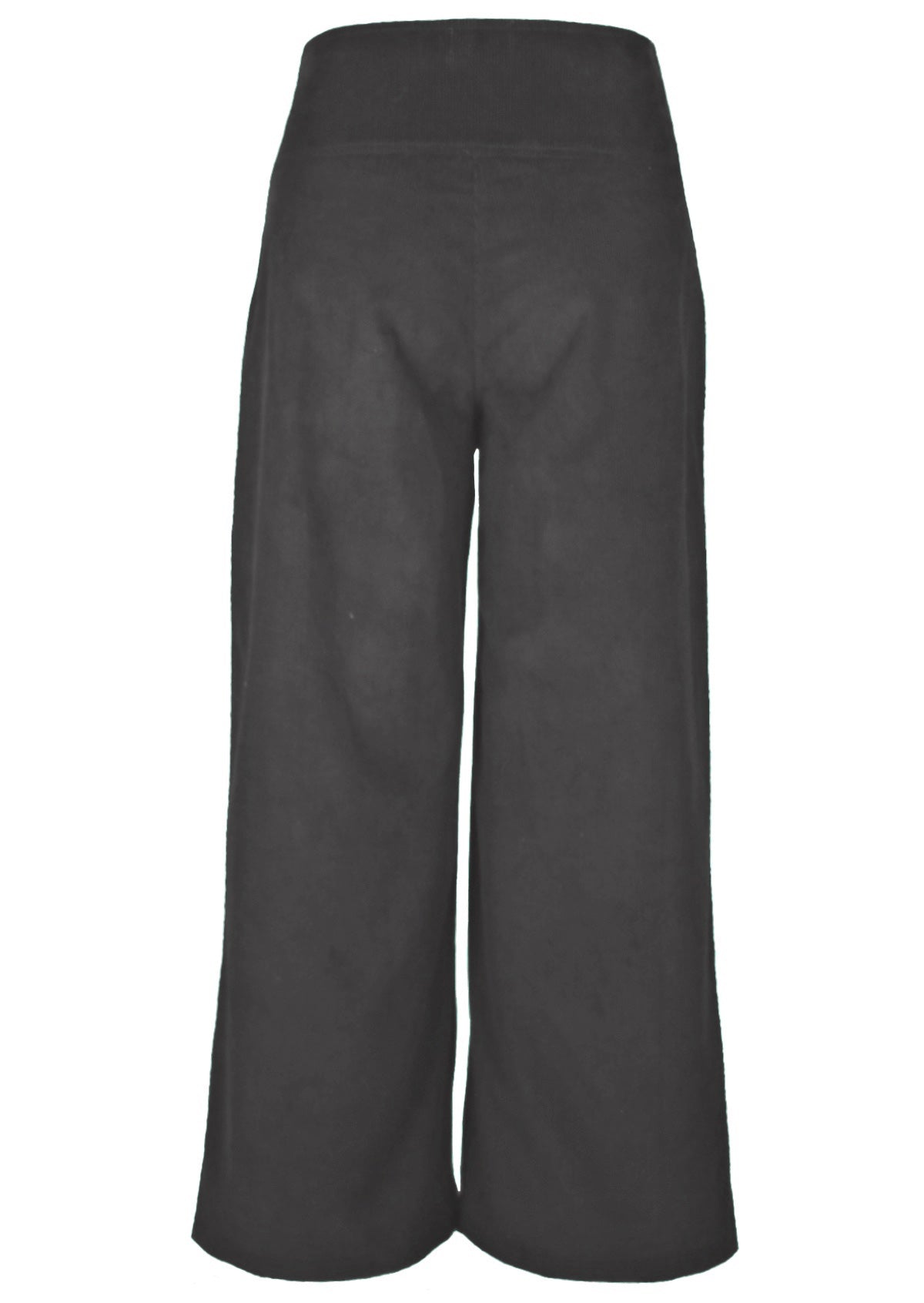 100% cotton corduroy pants have pockets and wide legs. 