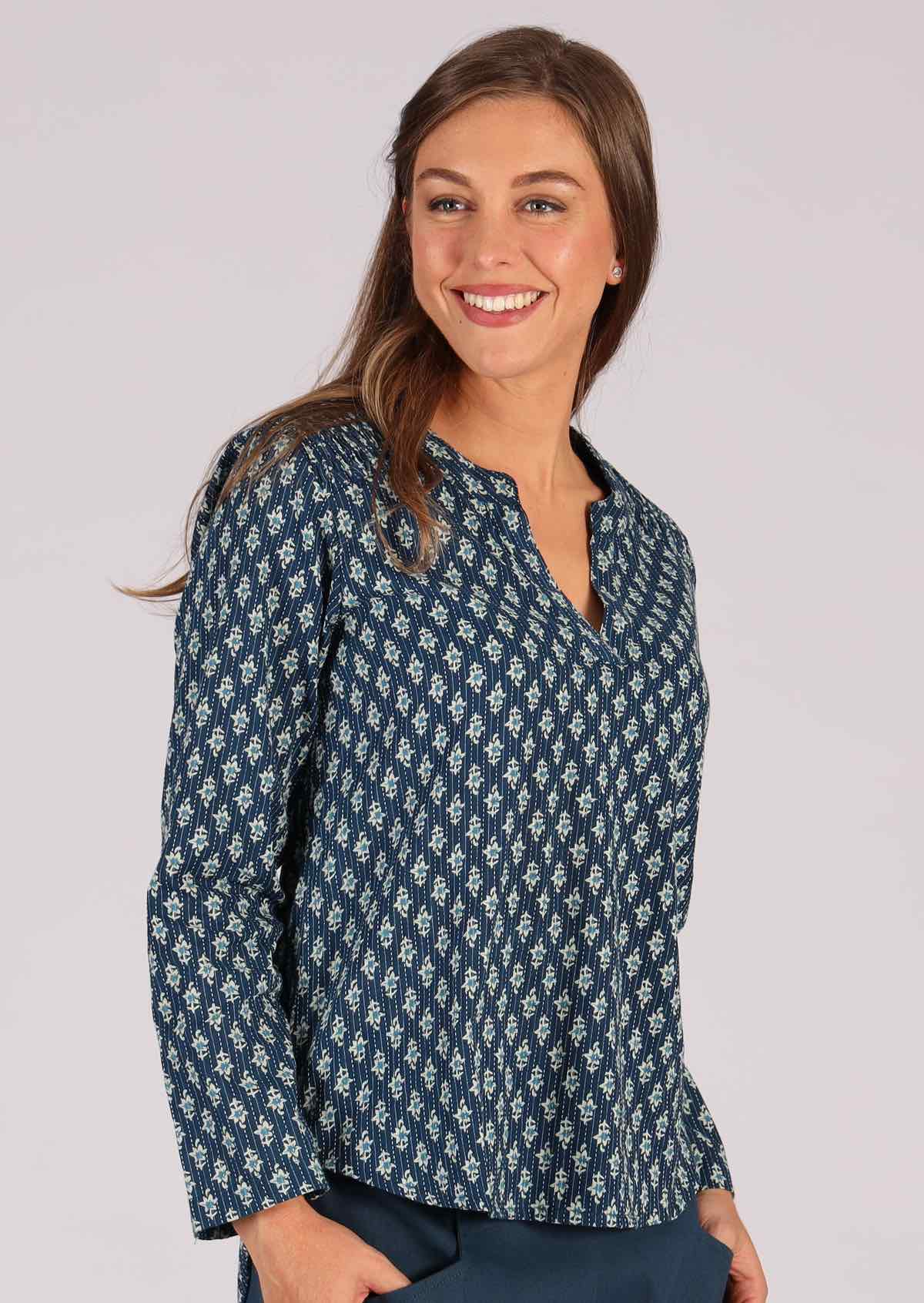 Long sleeve cotton top is great for work and play
