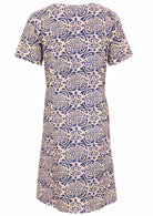 Floral blue and cream cotton dress with pockets. 