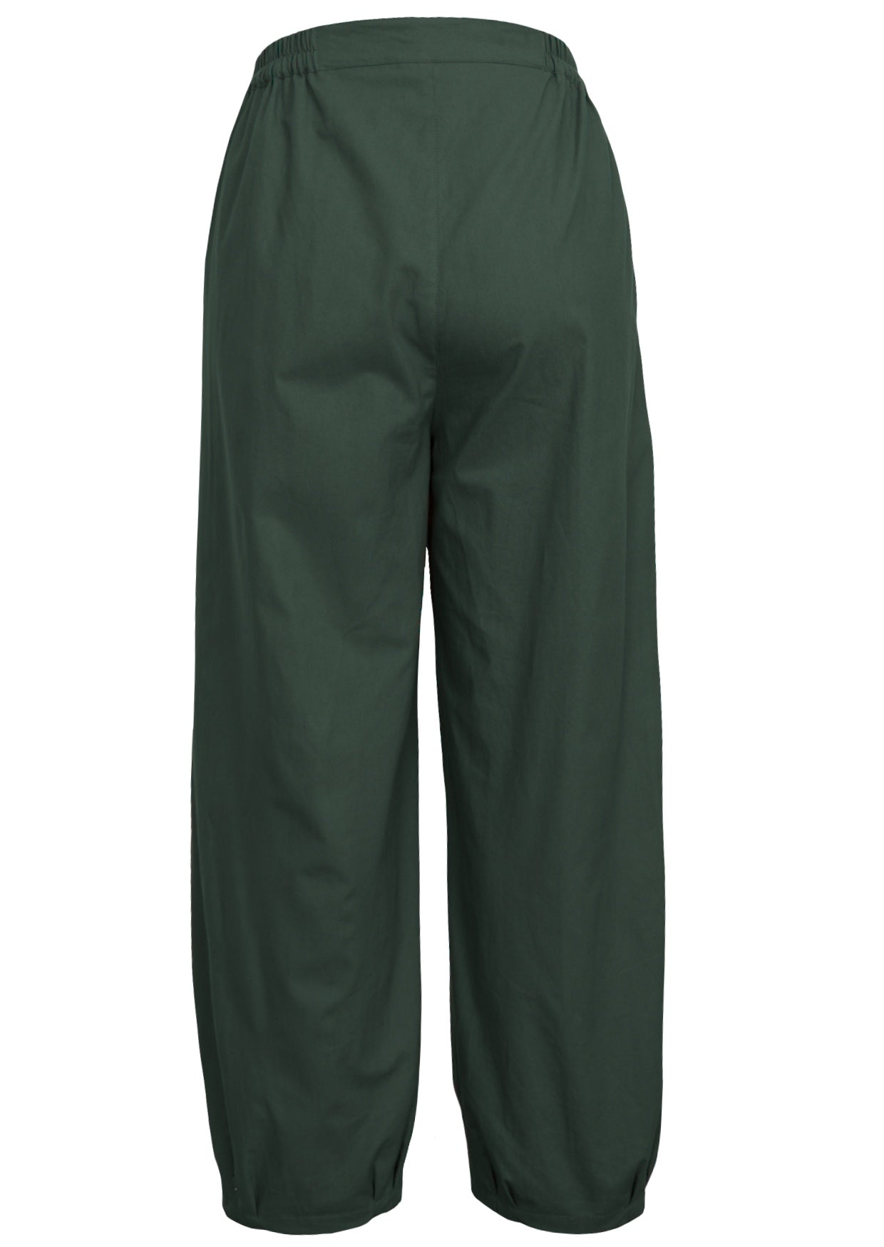 Wide leg 100% cotton harem pants with tapered and pleated ankles.