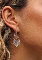 Boho silver diamond shaped silver earring