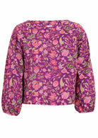 High round neckline cotton long sleeve top