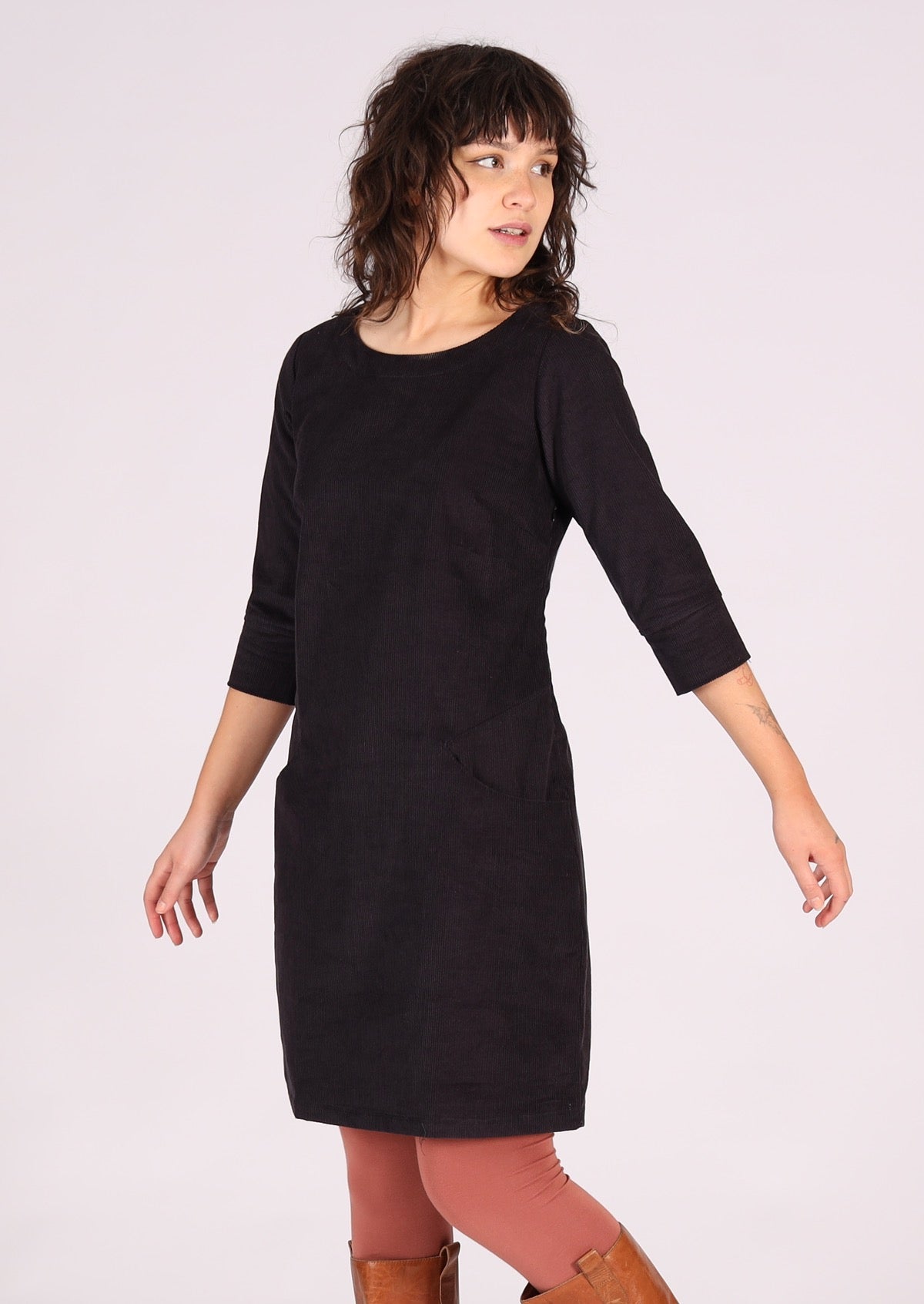 Cotton corduroy dress that sits above the knee