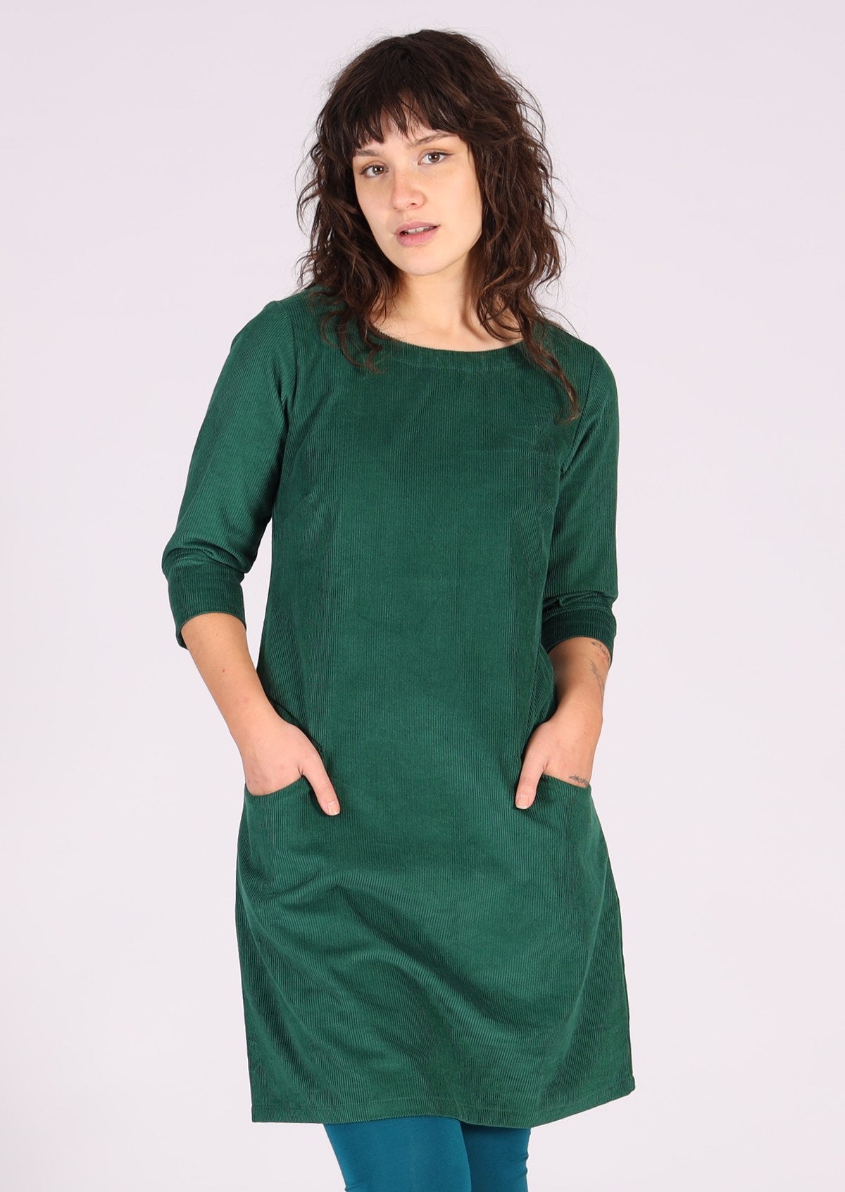 Cotton corduroy dress with A-line skirt