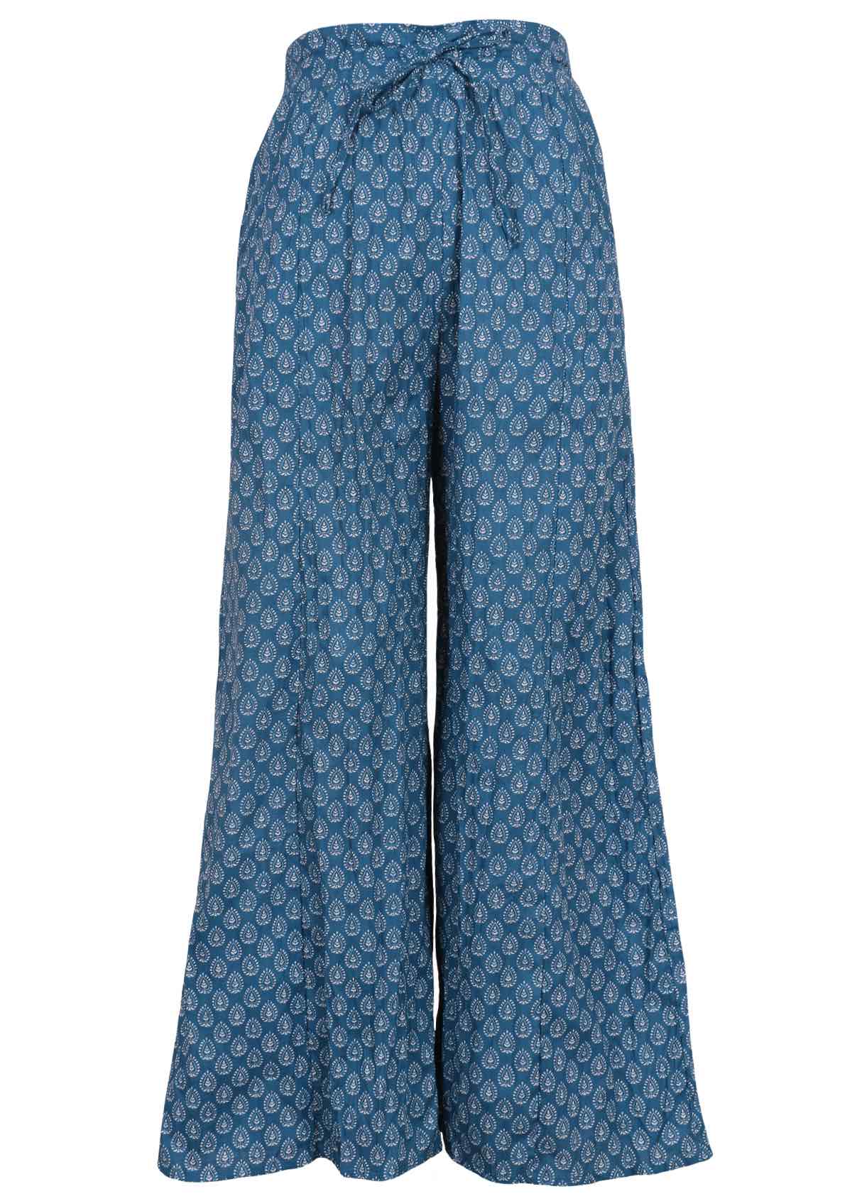 Elasticised waistband with a drawstring wide leg cotton pants