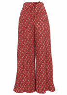 Wide leg cotton pants with pockets and drawstring