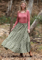 Lightweight cotton three tiered maxi skirt