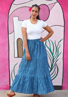 Bohemian cotton maxi skirt with tiers