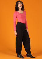 cotton drill black relaxed fit pants