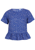 Cotton peplum top with short sleeves