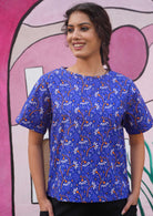 High round neckline T-shirt sleeves cotton top