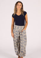 Cotton harem pants with elasticised ankles and pockets