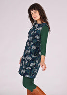 Floral print corduroy tunic looks great layered