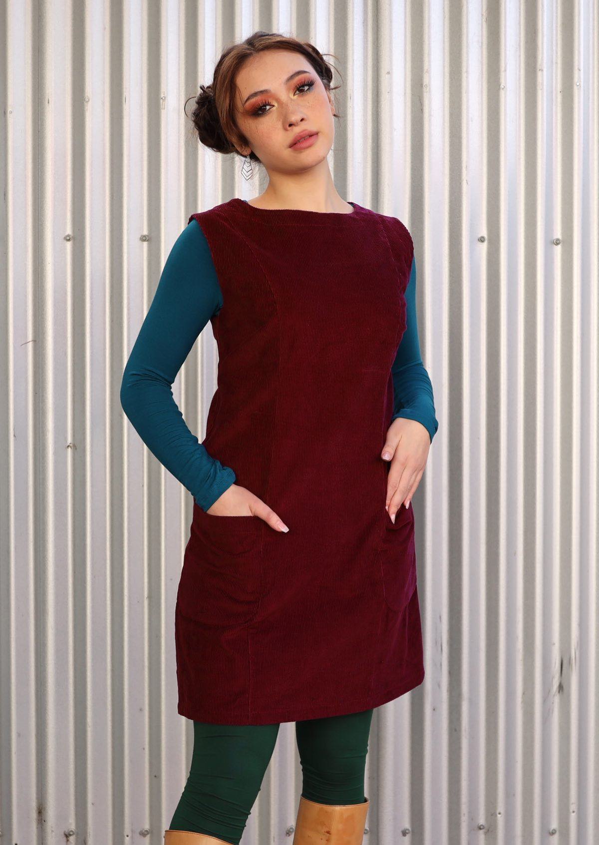 Corduroy tunic with shapely bodice and pockets