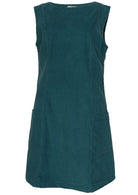 100% cotton corduroy sleeveless dress in deep teal. 