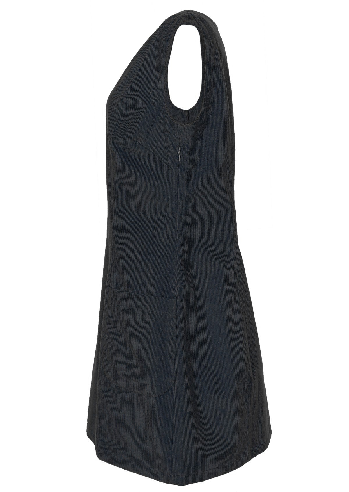 Sleeveless tunic is 100% cotton corduroy with an a-line skirt. 