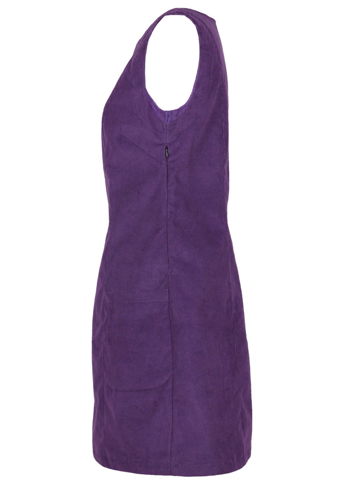 Purple cotton tunic has a side zip and pockets. 