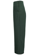 Green wide-leg full length pants with pockets and a side zip