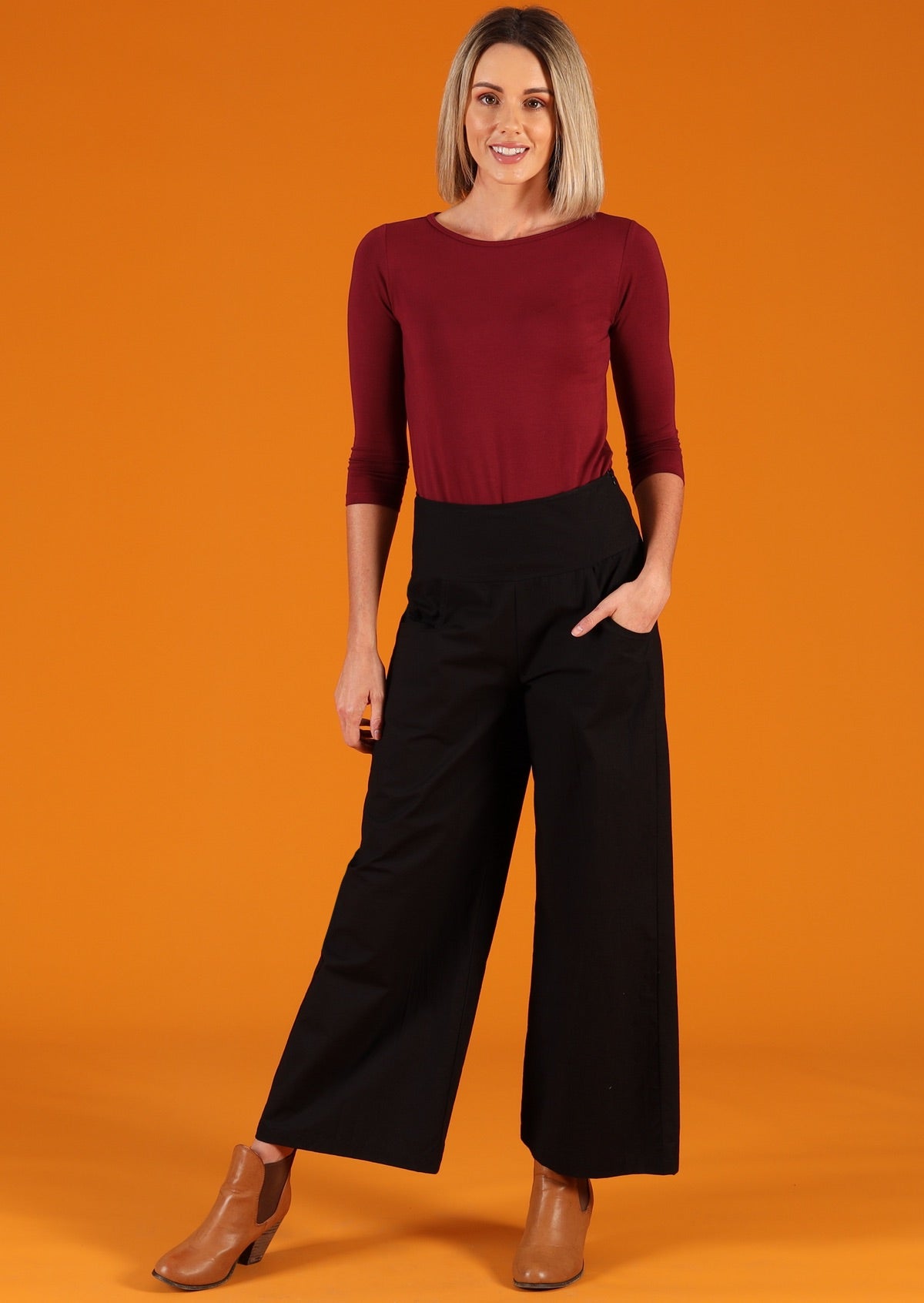 side zip cotton pants with zip