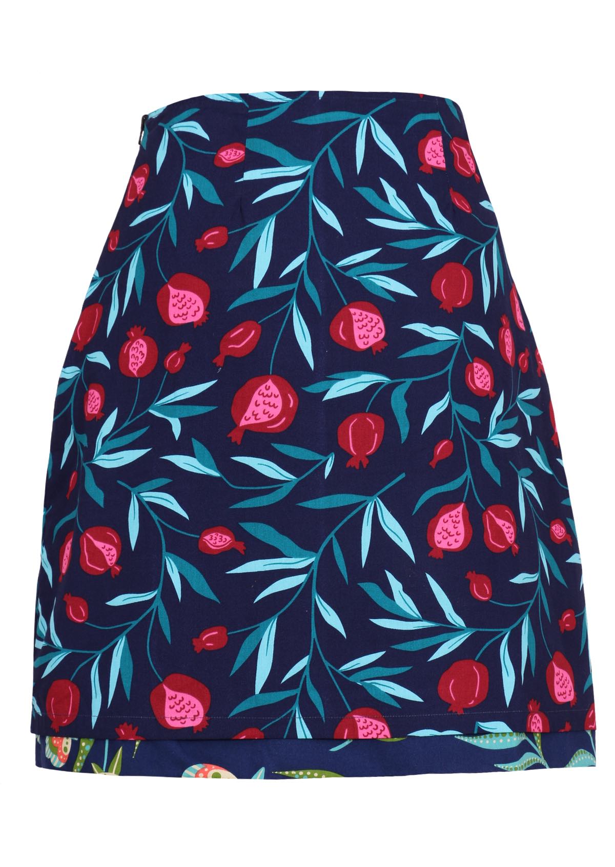 Reversible Skirt Pomegranate print back mannequin pic