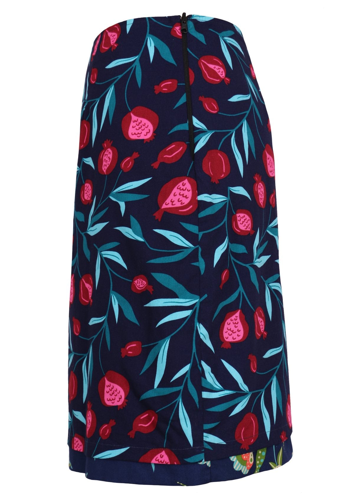 Reversible Skirt Pomegranate print side mannequin pic