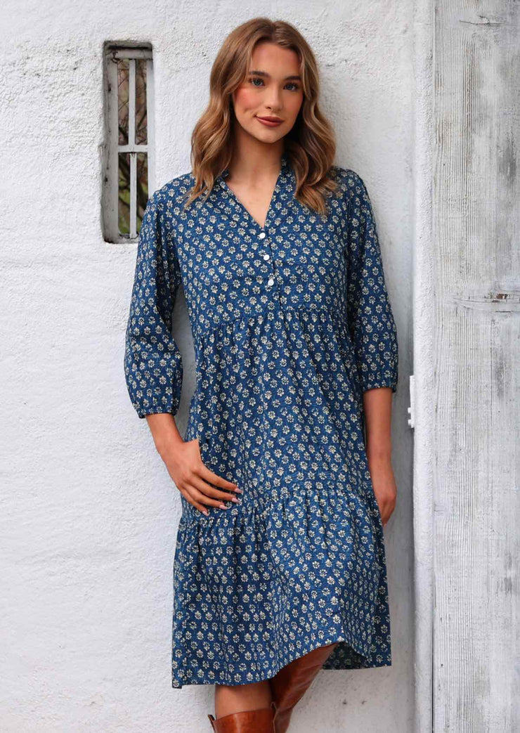 Women's cotton blend wrap midi dress | Elegant summer dress main image 1