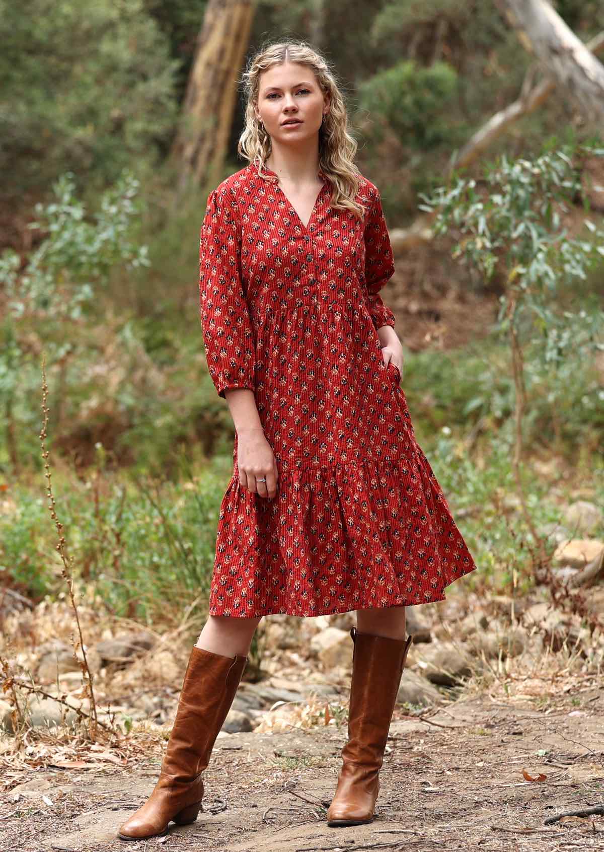 Boho cotton dress looks great loose or belted