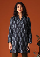 Torvi Tunic Delphi lightweight 100% cotton shirt dress with mandarin collar and buttons | Karma East Australia