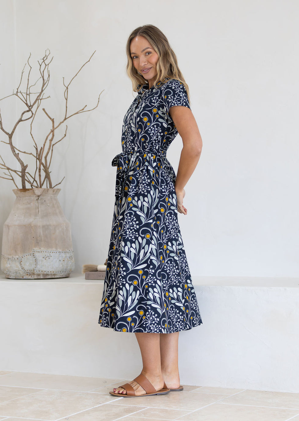 100% Natural Cotton Black Short Sleeve Dress