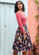 Bird of Paradise floral print 100% cotton skirt with A line cut 