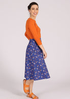 Generous A-line cotton below knee skirt with pockets