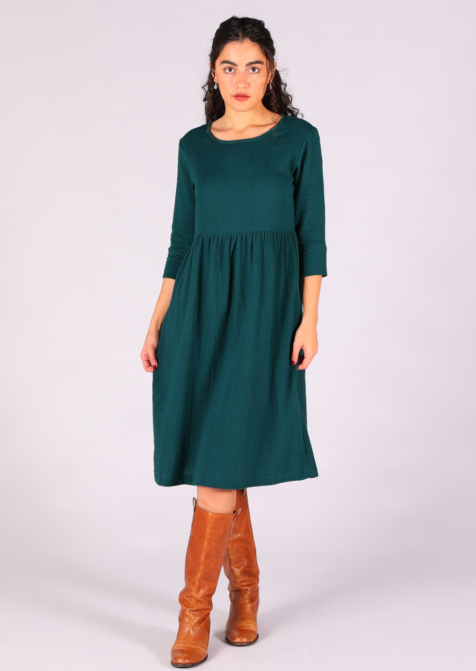 'DAISY' Teal Green Cotton Dress main image 0