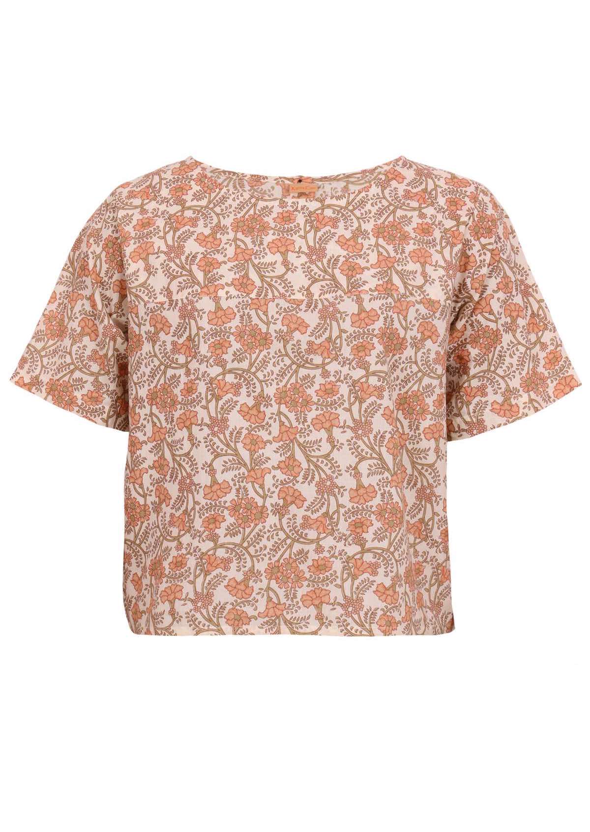 Front mannequin image of floral cotton top