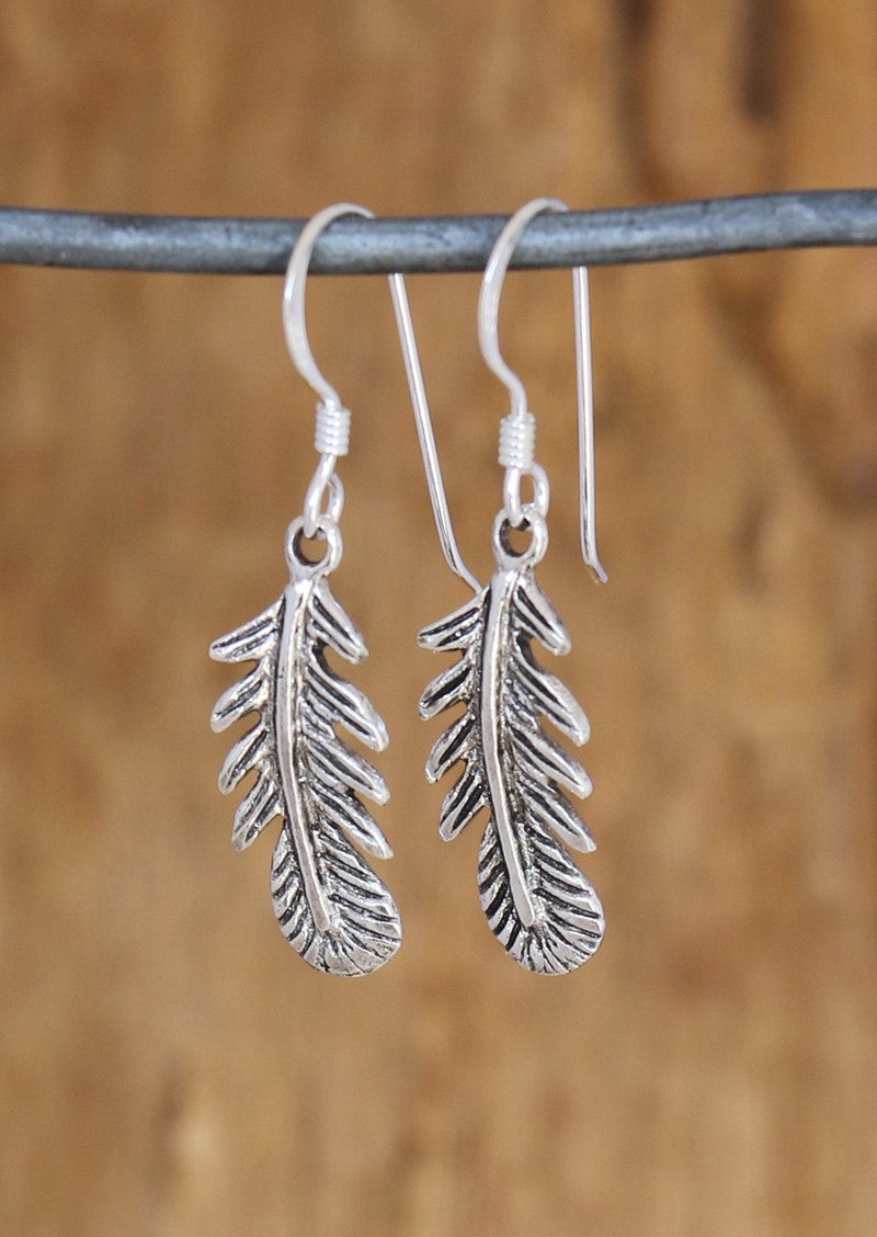 Stirling Silver Boho Feather Earrings 92.5