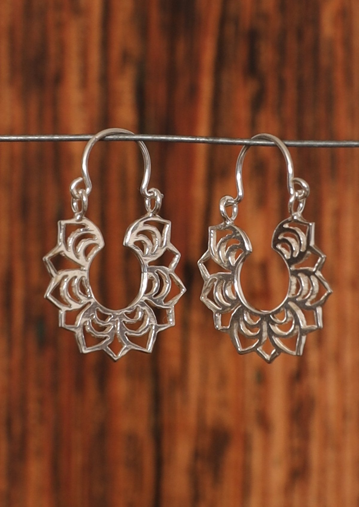 sterling silver boho lotus mandala hoop earrings Australia
