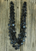 round disc wood bead necklace black