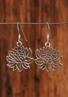 sterling silver large lotus hook earrings Australia