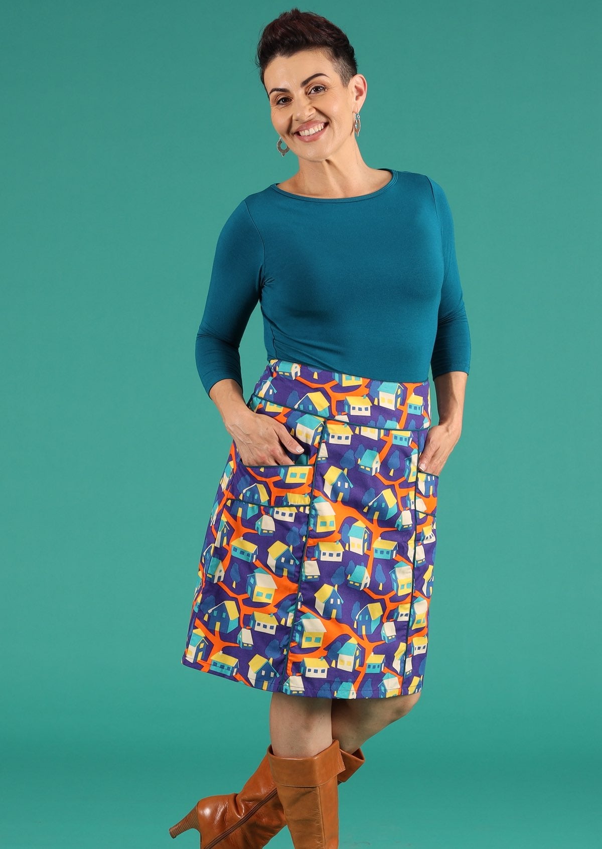 cotton skirt with side zip and pockets