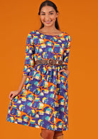 colourful house print cotton dress