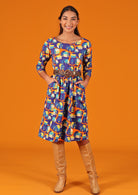 3/4 sleeve empire waistland colourful dress