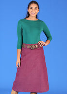 Belt Loop Skirt Amaranth long cotton corduroy skirt