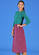 side view Purple long corduroy cotton skirt