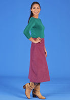 Belt Loop Purple long corduroy cotton skirt