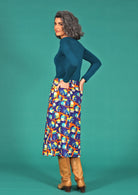 cotton mid length skirt with back pockets