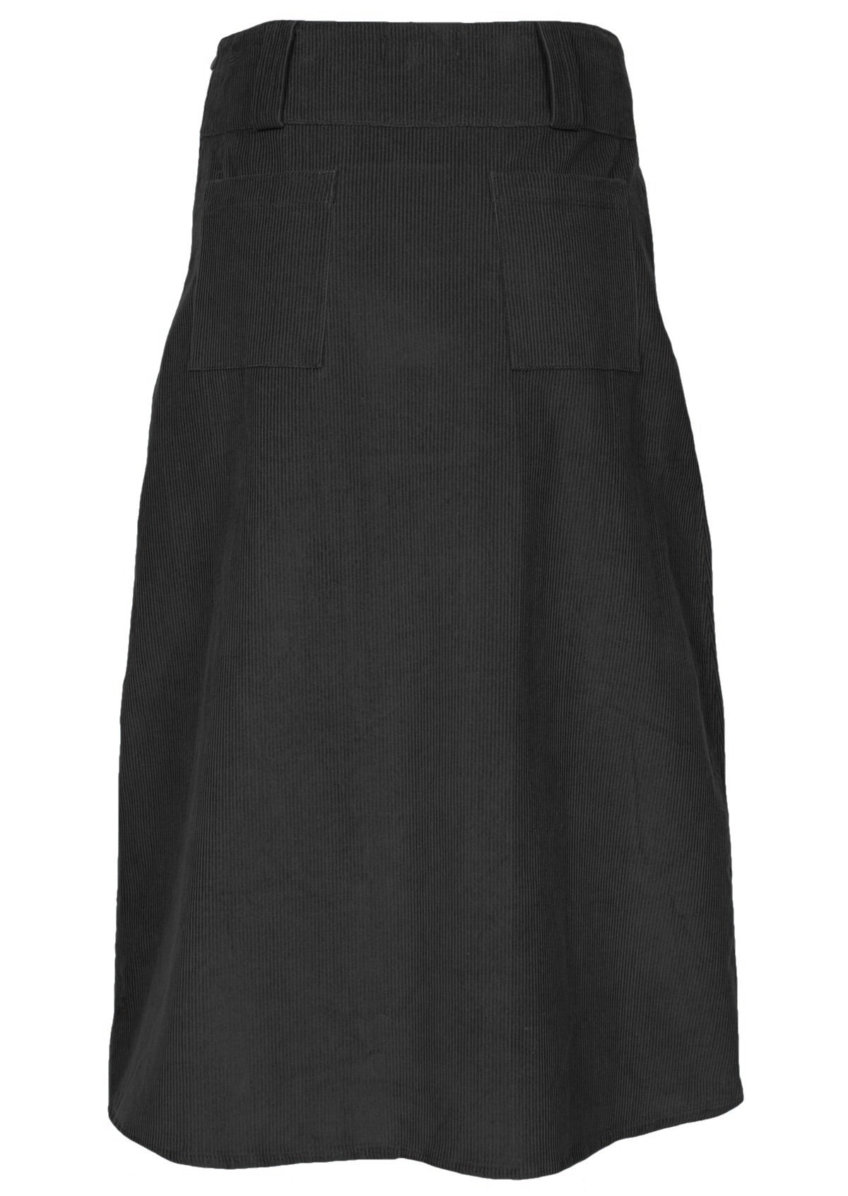 back view a-line cord skirt black