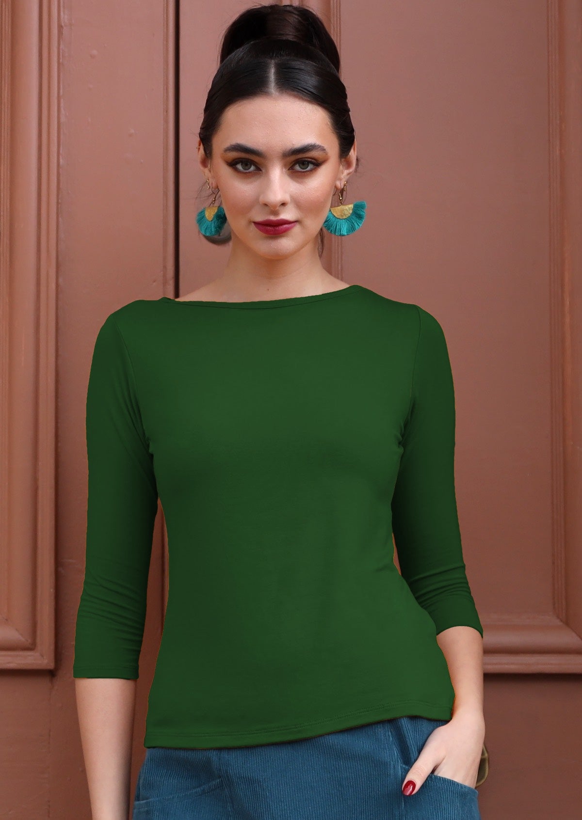 Ladies boat neck tops sales