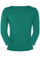 back view fitted women's long sleeve top green