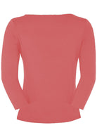 back view fitted women's basic top pink