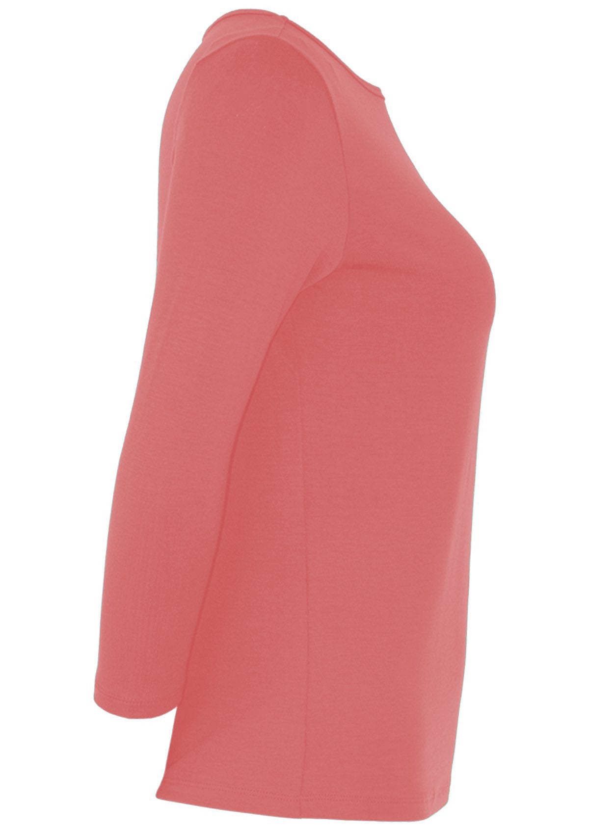 Long Sleeve Stretch V-neck Top Rose Pink