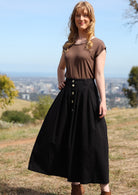 belt loops and box pleat detail maxi skirt